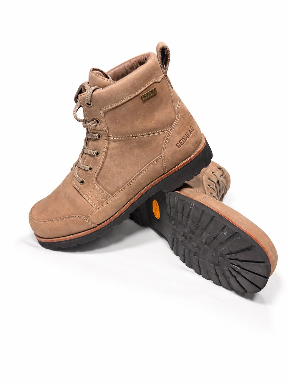 RedHead Men’s Waterproof Leather Vibram Boots Brown Size 12